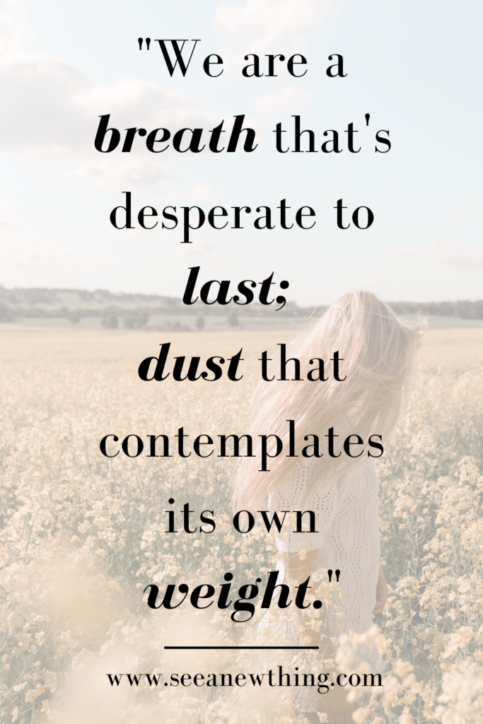 Like breath that wants to last and dust that wants to endure, we crave glory in futility